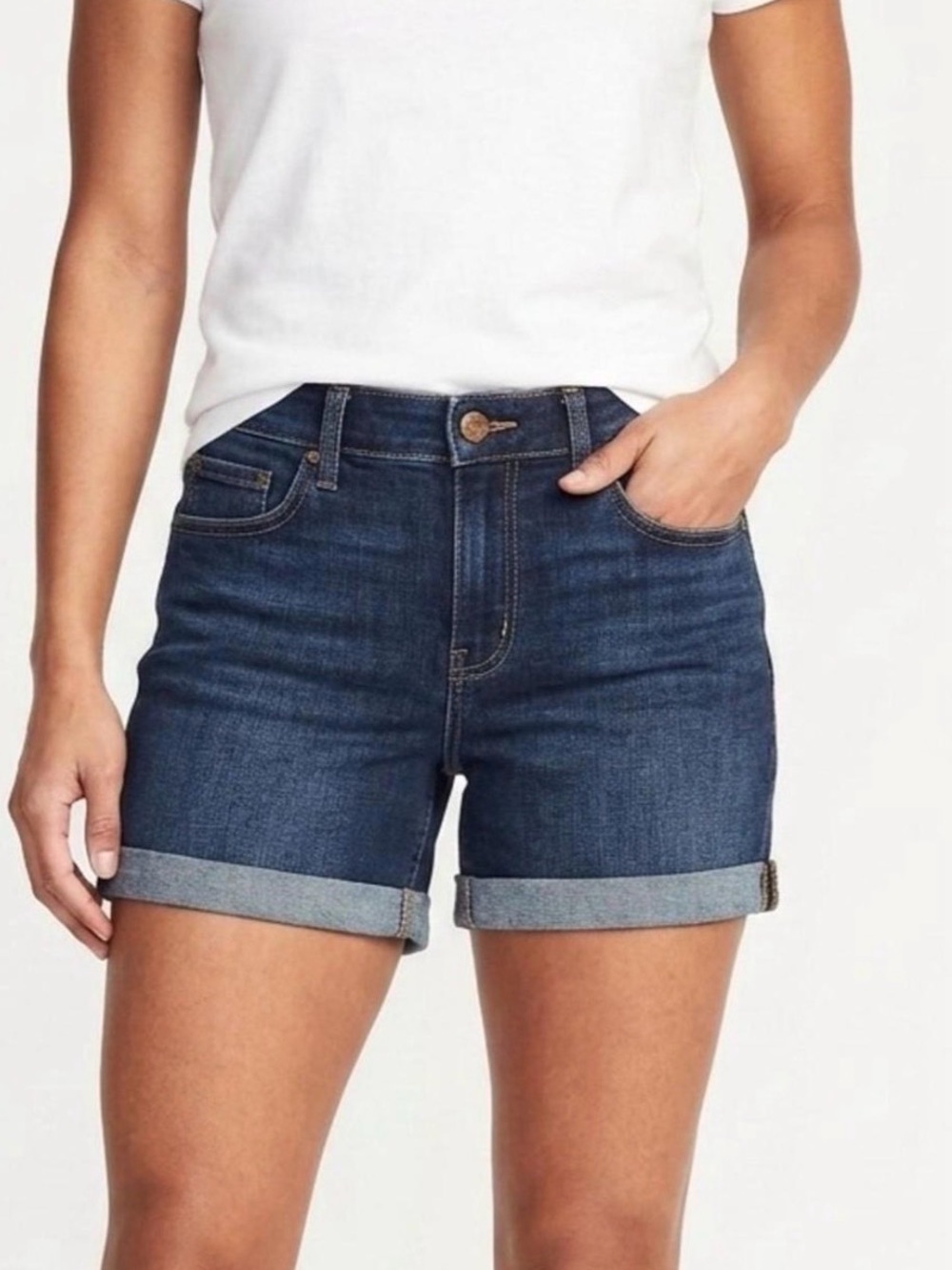 Old Navy Midnight Blue Mid-Rise Cuffed Denim Shorts Size 22
